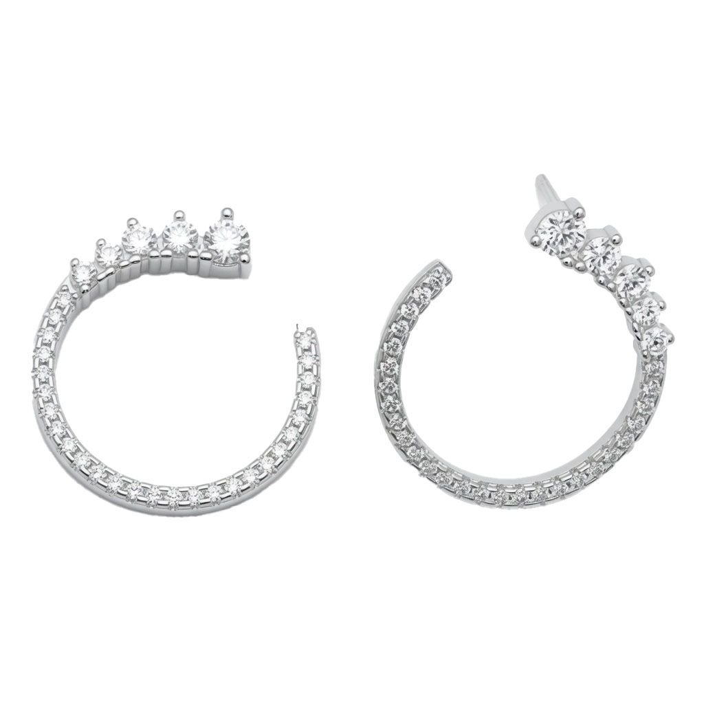 cubic zirconia crown hoop earrings