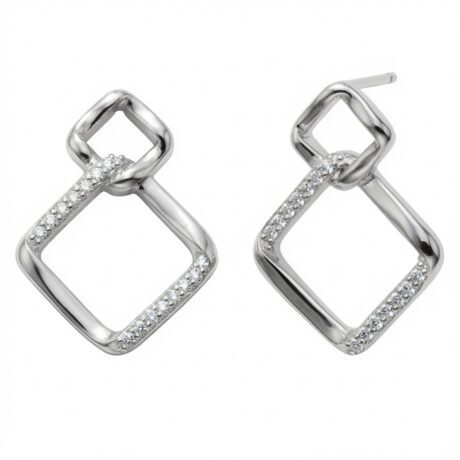 cubic zirconia square knot earrings