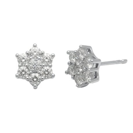 cubic zirconia star cluster stud earrings