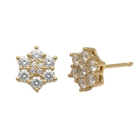 gold plated cubic zirconia star cluster stud earrings