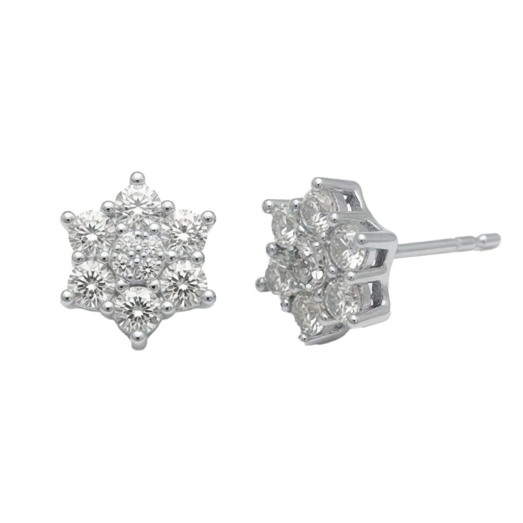 cubic zirconia star cluster stud earrings