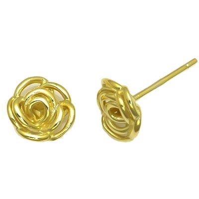 gold plated rose stud earrings