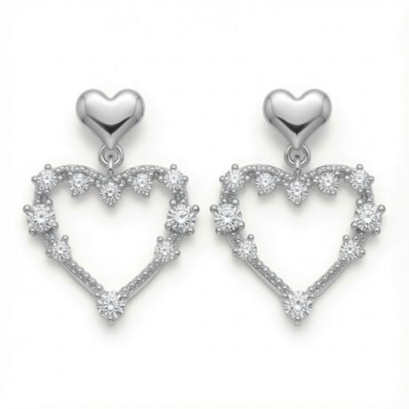 cubic zirconia heart drop earrings