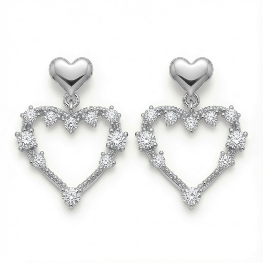 cubic zirconia heart drop earrings