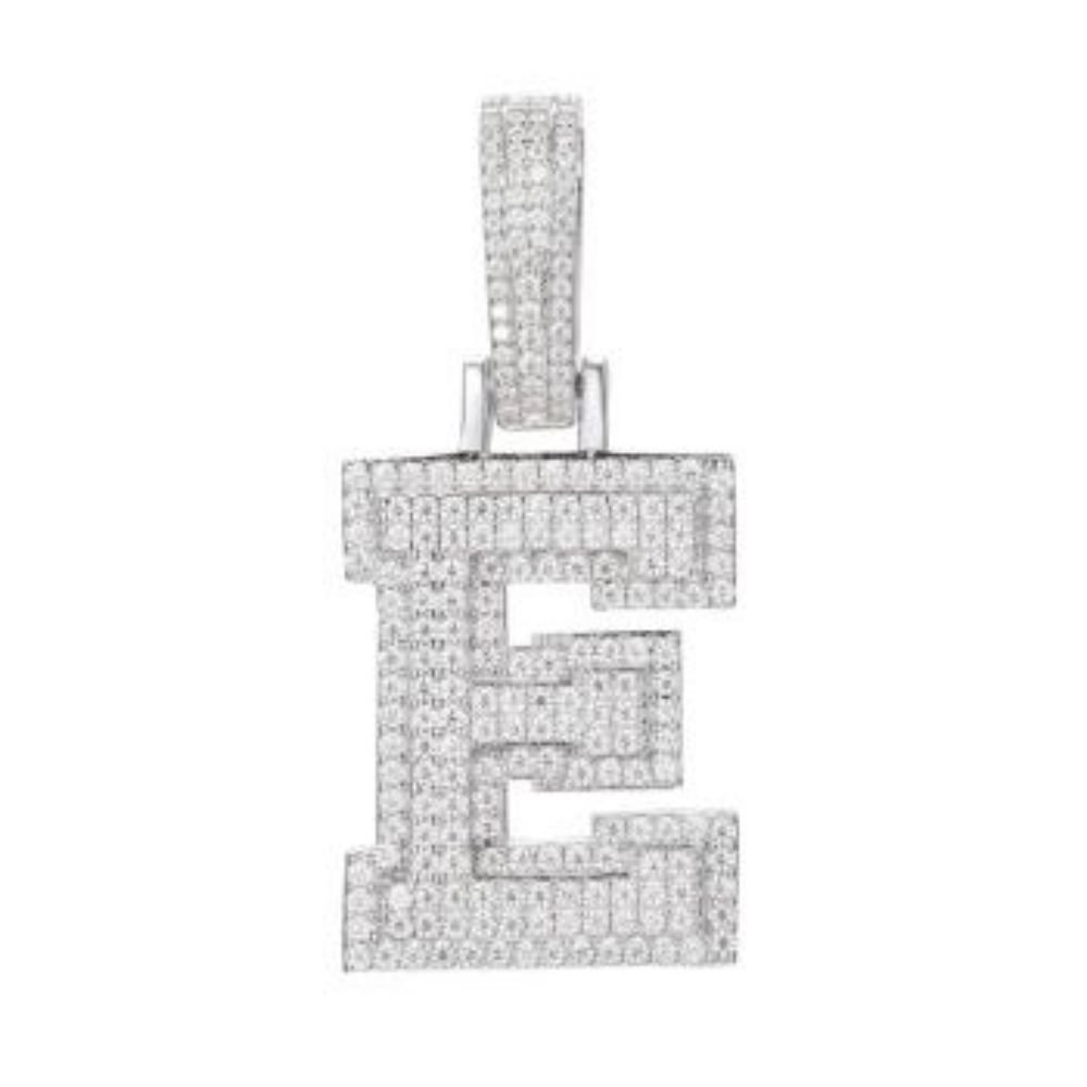 Sterling Silver CZ Initial E