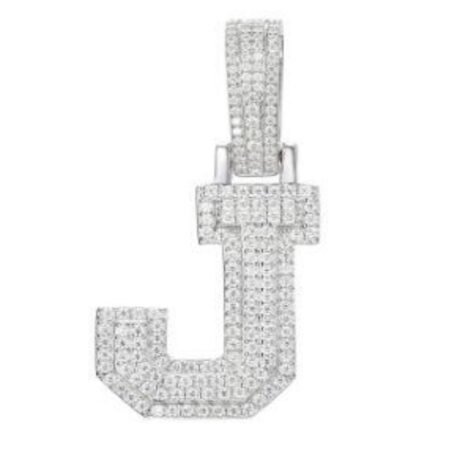 Sterling Silver CZ Initial J