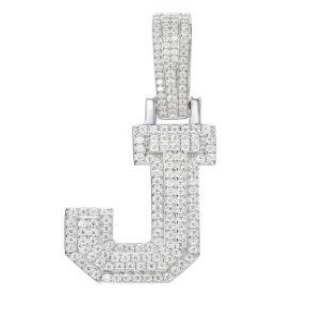 Sterling Silver CZ Initial J
