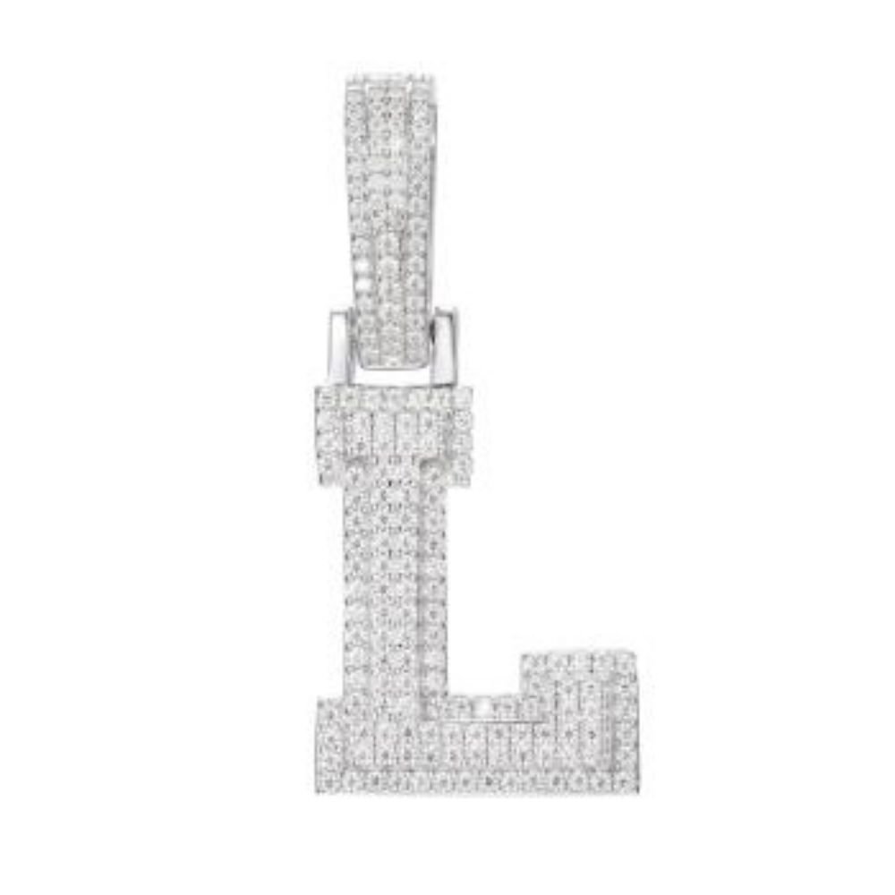 Sterling Silver CZ Initial L