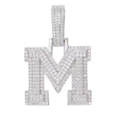 Sterling Silver CZ Initial M