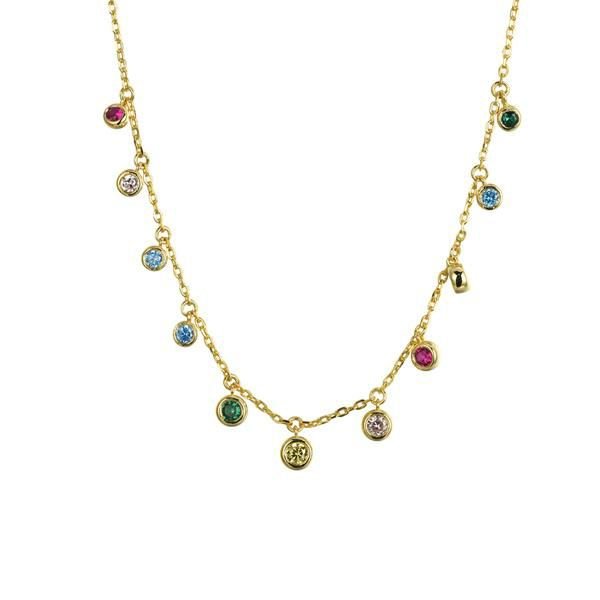 Sterling Silver Gold Plated Multi CZ Necklace