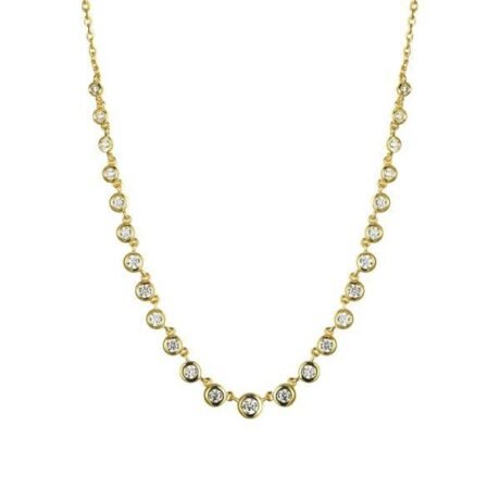 Sterling Silver Gold Plated CZ Station Necklace