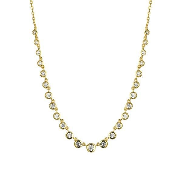 Sterling Silver Gold Plated CZ Station Necklace