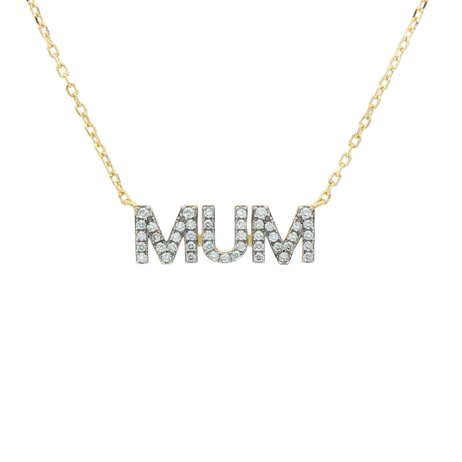 gold plated cubic zirconia mum necklace