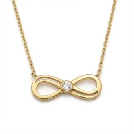 Sterling Silver 14ct Gold Plated CZ Infinity Necklace
