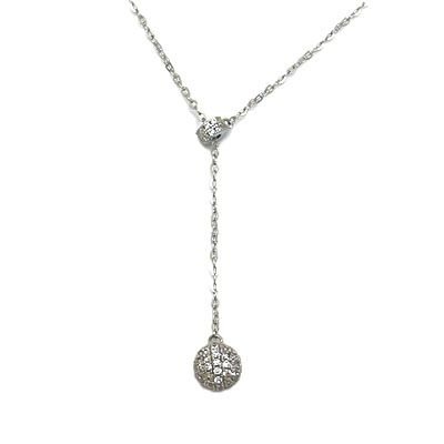Sterling Silver CZ Lariat Ball Necklace