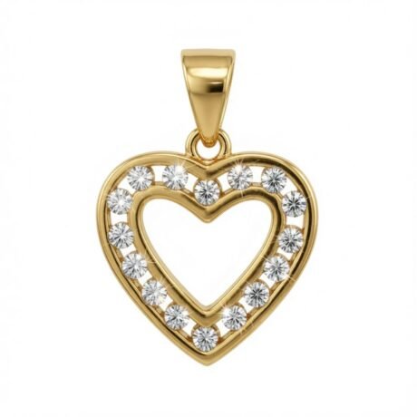 Sterling Silver 14ct Gold Plated CZ Heart Pendant