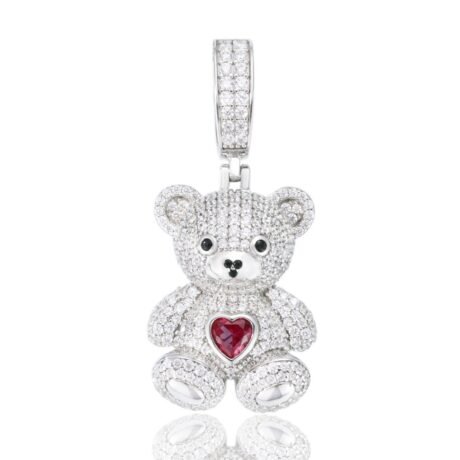 Sterling Silver CZ Teddy Pendant