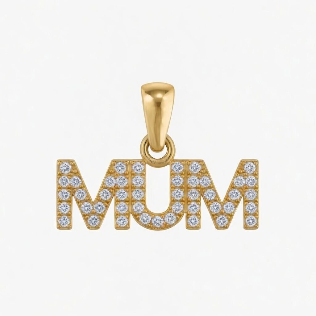 Sterling Silver Gold Plated CZ Mum Pendant