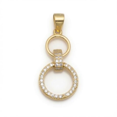 Sterling Silver 14ct Gold Plated CZ Linked Circle Pendant