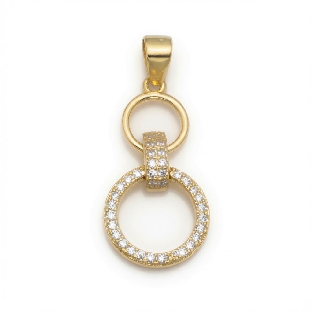 Sterling Silver 14ct Gold Plated CZ Linked Circle Pendant
