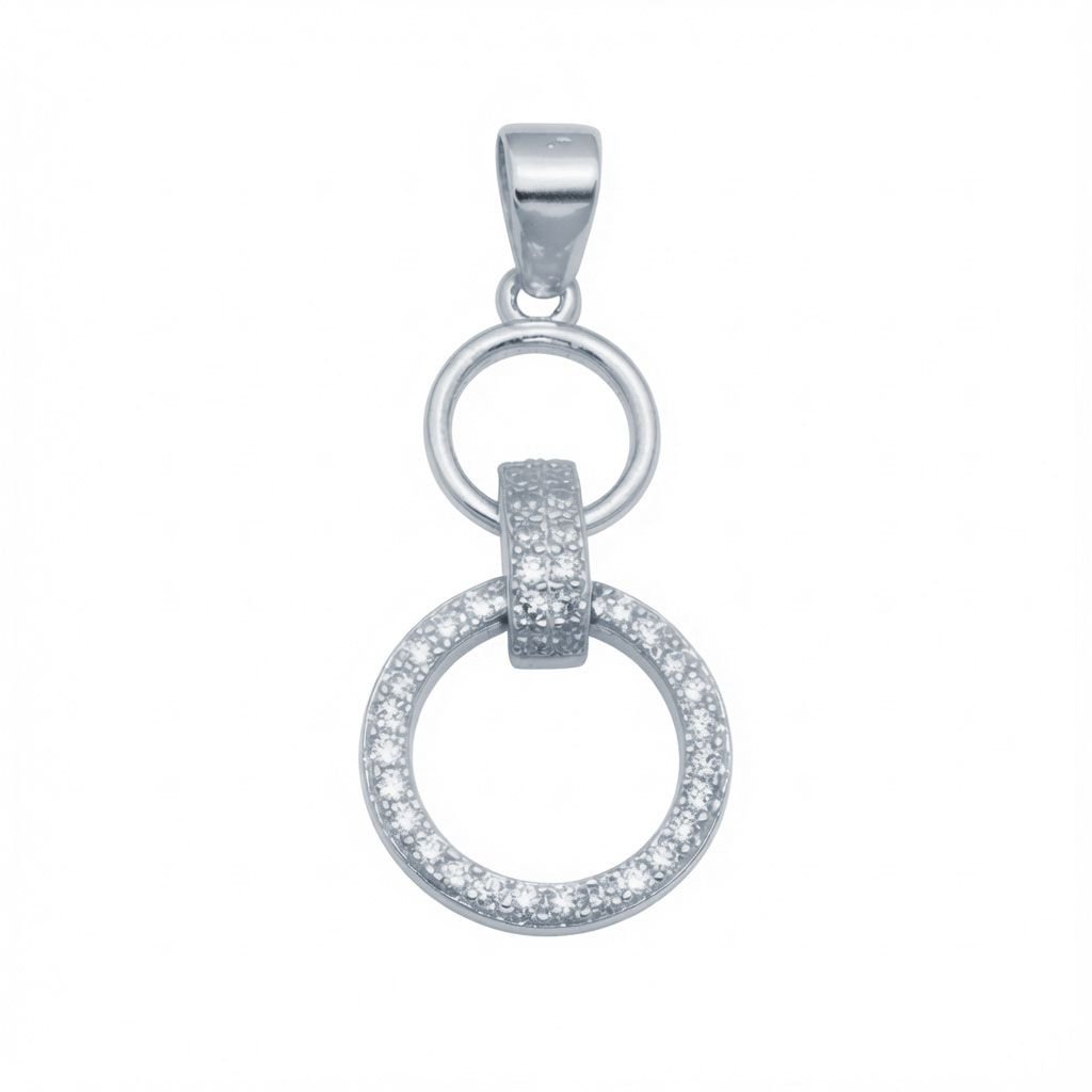 Sterling Silver CZ Linked Circle Pendant