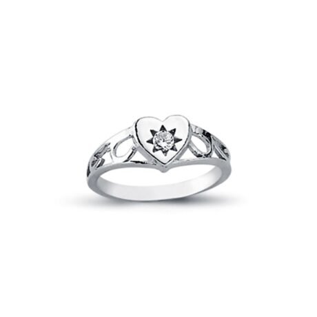 Sterling Silver CZ Heart Signet Ring – ARN107