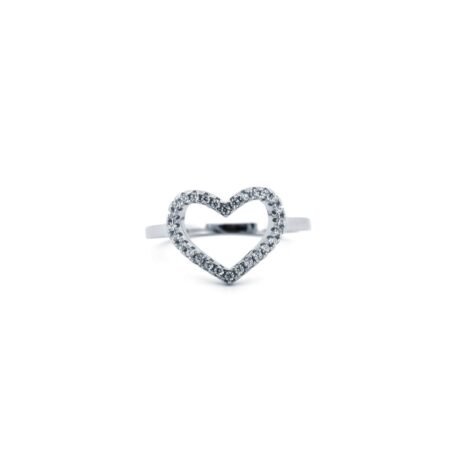 Sterling Silver Rhodium CZ Heart Ring