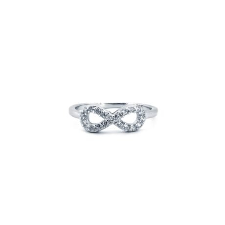 Sterling Silver Rhodium CZ Infiniti Ring