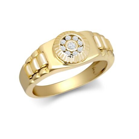 9ct Yellow Gold Child's CZ Watch Strap & Bezel Ring