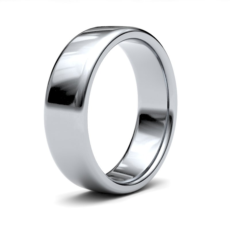 9ct white gold 6mm polished court profile wedding ring