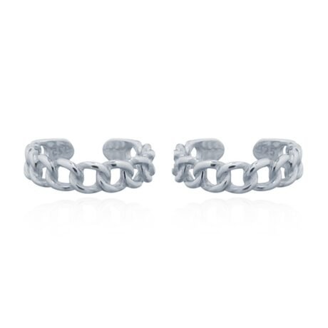 Sterling silver curb chain slip-on ear cuff
