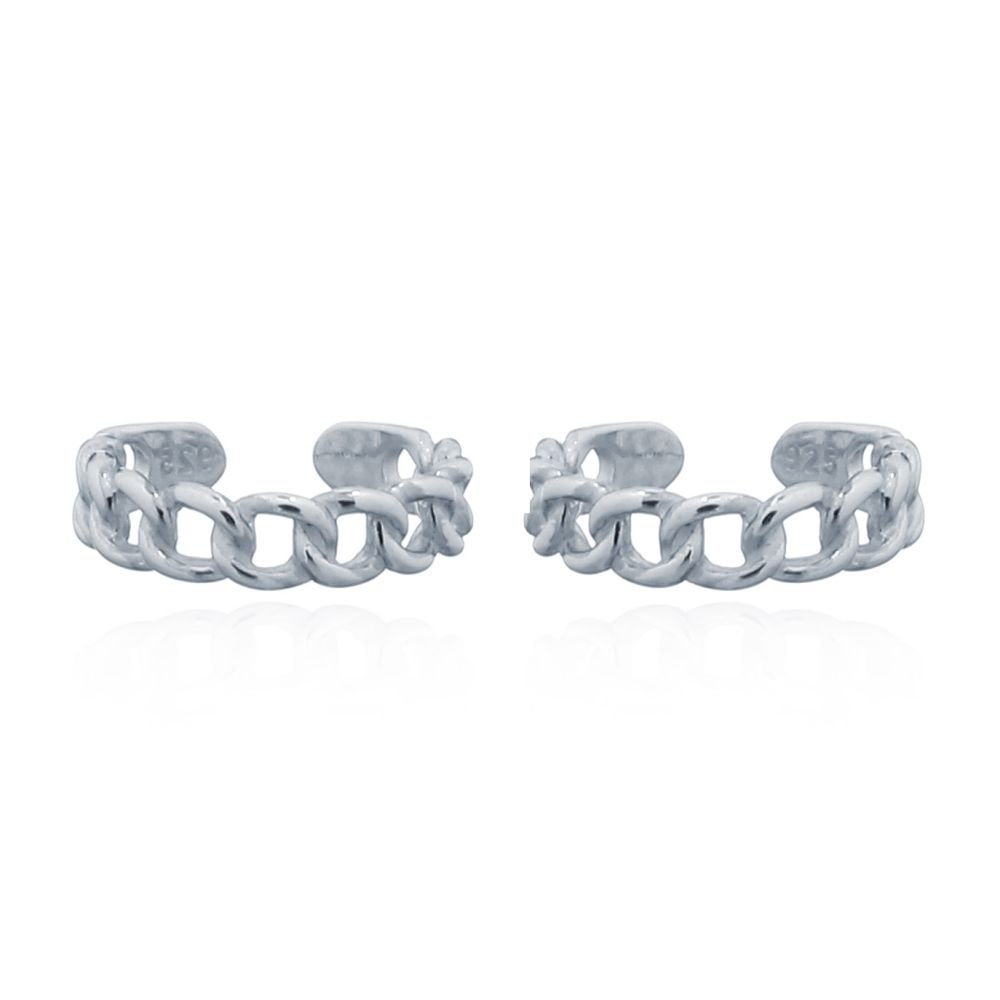 Sterling silver curb chain slip-on ear cuff