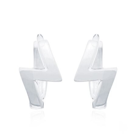 sterling silver lightning bolt huggie hoop earrings