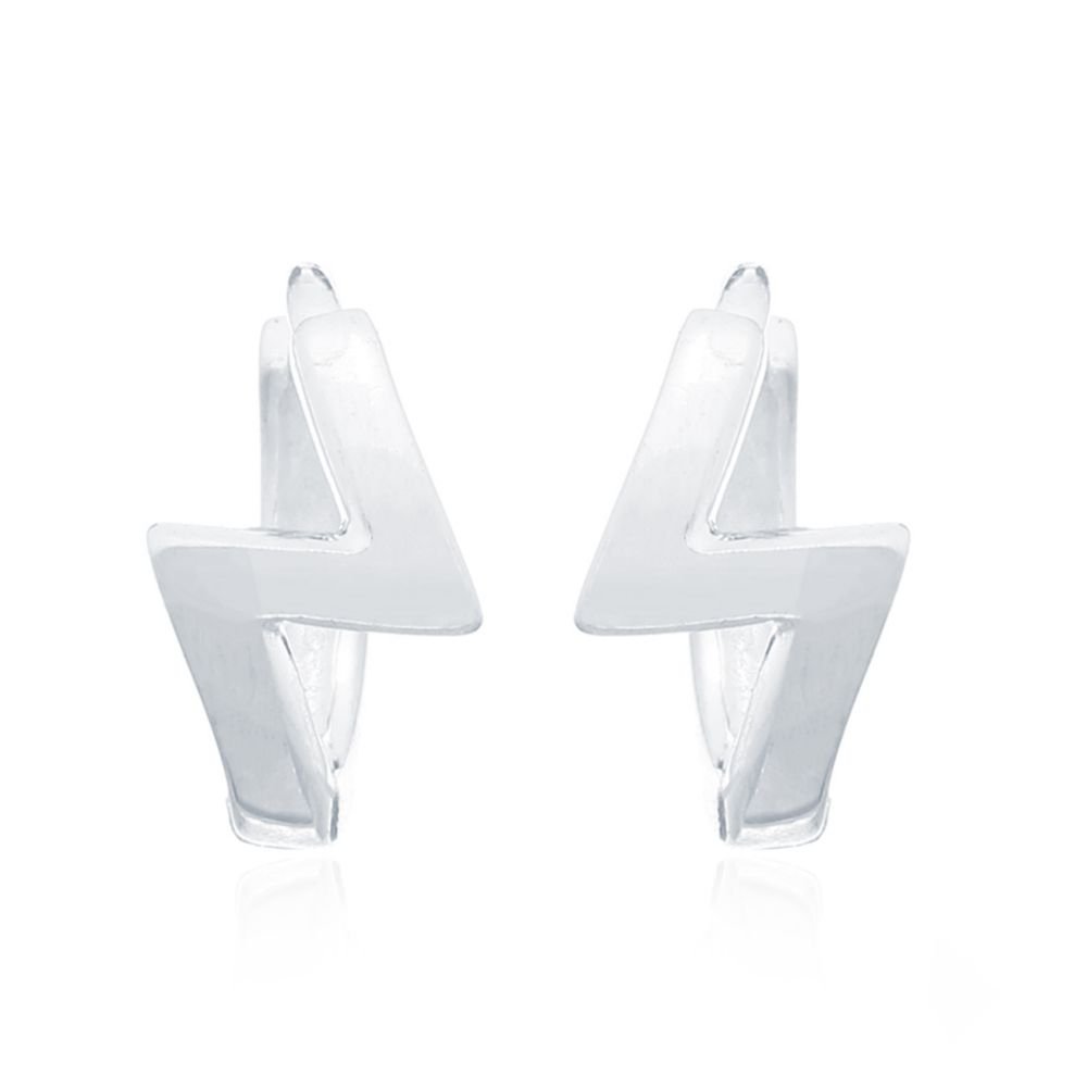 sterling silver lightning bolt huggie hoop earrings