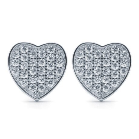 sterling silver cubic zirconia heart stud earrings