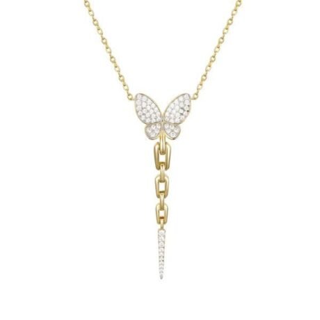 gold-plated sterling silver cz butterfly necklace