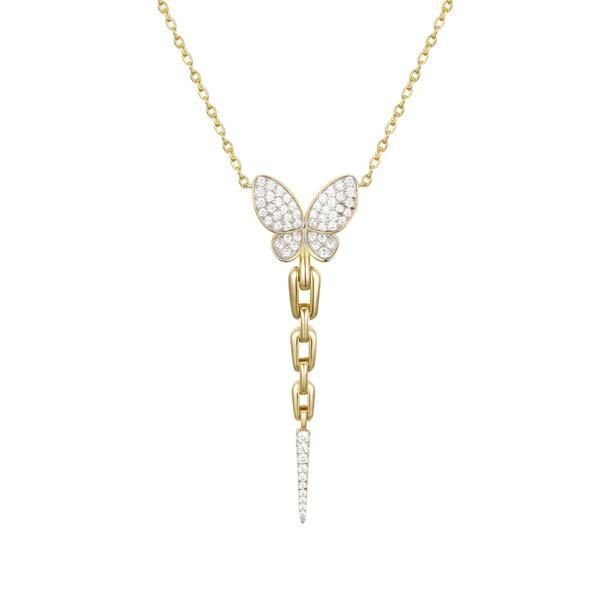 gold-plated sterling silver cz butterfly necklace